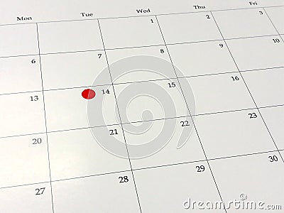 Mark your date on Valentine day on the calendar, marker on calendar, 14 February, love planed Stock Photo
