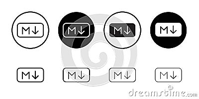 Markdown icon Outline vector for web ui Vector Illustration