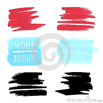 Marker banners, lines and stains Vector Illustration