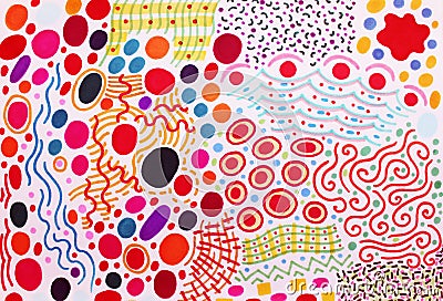 Marker drawing background. Abstract colorful dots.Simple hand drawn color texture. Bright multicolor backdrop for graphic design Stock Photo