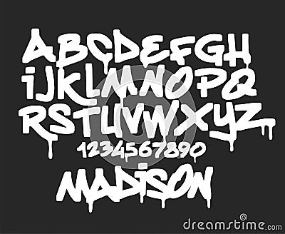 Marker Graffiti Font, handwritten Typography vector illustration. Vector Illustration