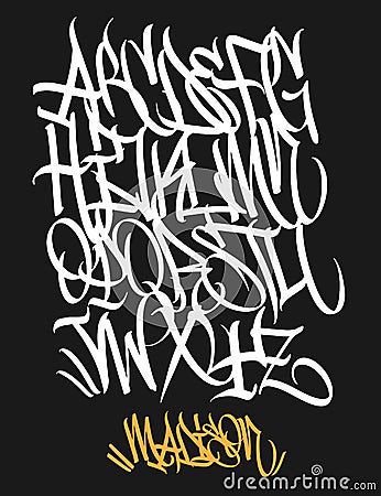 Marker Graffiti Font handwritten Typography vector illustration Vector Illustration