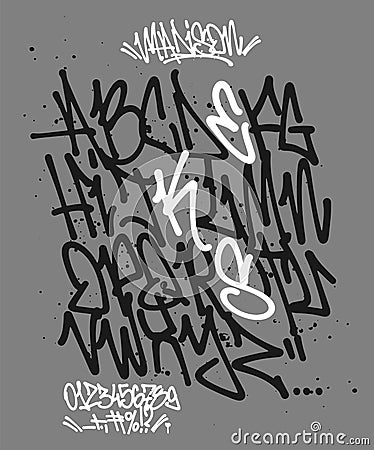 Marker Graffiti Font handwritten Typography vector illustration Vector Illustration