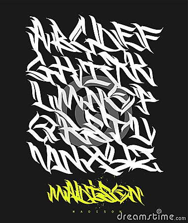 Marker Graffiti Font handwritten Typography vector illustration Vector Illustration