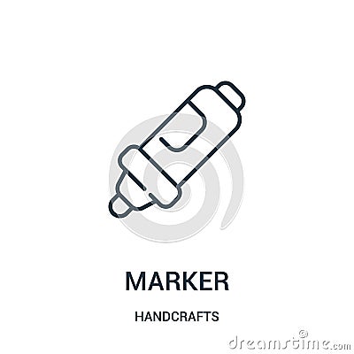 marker icon vector from handcrafts collection. Thin line marker outline icon vector illustration. Linear symbol for use on web and Vector Illustration