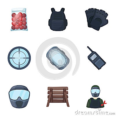 Marker for paintball, equipment, balls and other accessories for the game. Paintball single icon in cartoon style vector Vector Illustration