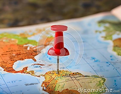 Marker pointing to a specific location on a map, representing geographic positioning and site identification Stock Photo