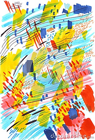 Marker sketch , abstract multicolored background, made with scribbles, spot, canyon strokes. great design element for Stock Photo