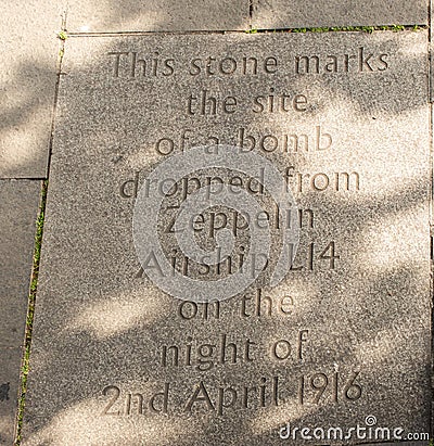 Marker of World War I Bomb Site Editorial Stock Photo