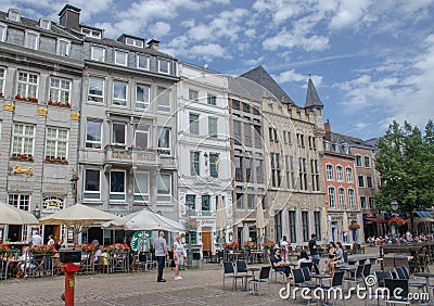 The market in Aachen, directly in front of the Aachen town hall. Editorial Stock Photo