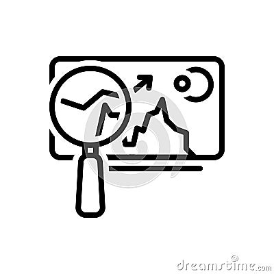 Black line icon for Market Analysis, market and trend Vector Illustration