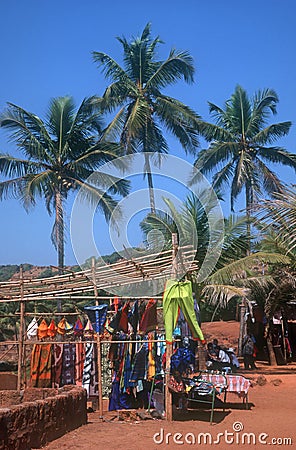 Market at Anjuna beach, India Editorial Stock Photo