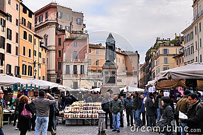 Market on Campo di Fiori Editorial Stock Photo