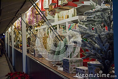 A Christmas market in the street Stock Photo