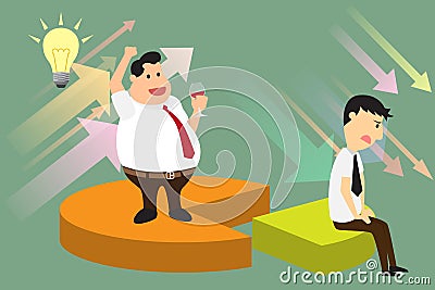 Market competition. Competing business sectors concept represent Vector Illustration