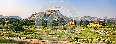 Market complex of Vitthala temple in Hampi, India Stock Photo