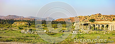 Market complex of Vitthala temple in Hampi, India Stock Photo