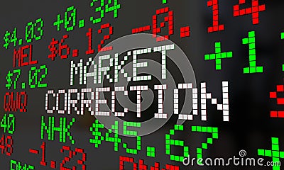 Market Correction Stock Prices Fall Ticker Adjustment Stock Photo