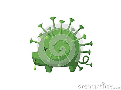 Market crash due to coronavirus. Economic crisis due to coronavirus. The economic impact of the pandemic. Piggy bank sick with Cartoon Illustration