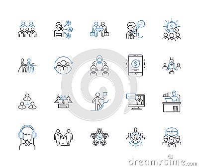 Market and demand line icons collection. Supply, Growth, Profit, Competition, Consumers, Sales, Distribution vector and Vector Illustration