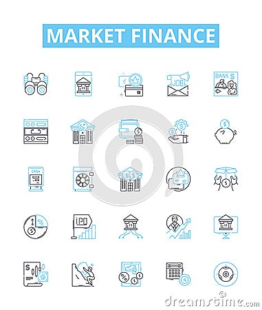 market finance vector line icons set. Finance, Markets, Investing, Trading, Securities, Bonds, Stocks illustration Vector Illustration