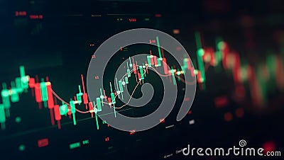 Market fluctuations visualized: A dynamic graph illustrating the ebb and flow of stock prices, showcasing a captivating blend of Stock Photo