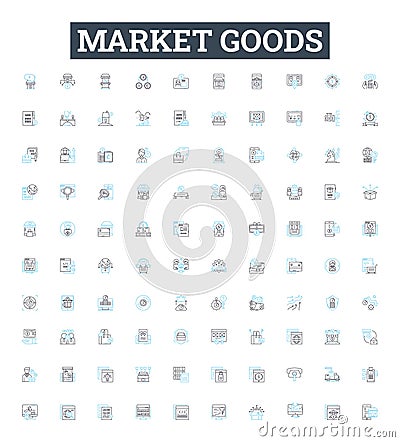 market goods vector line icons set. Goods, Market, Products, Supplies, Items, Merchandise, Commodities illustration Vector Illustration