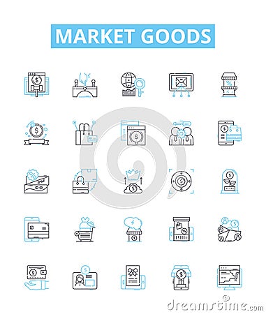 market goods vector line icons set. Goods, Market, Products, Supplies, Items, Merchandise, Commodities illustration Vector Illustration