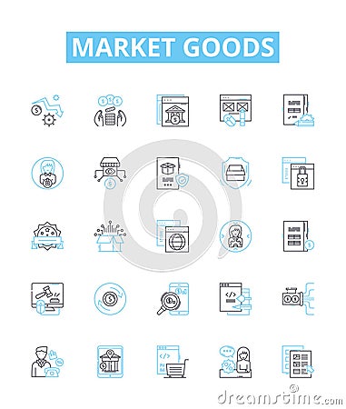 market goods vector line icons set. Goods, Market, Products, Supplies, Items, Merchandise, Commodities illustration Cartoon Illustration