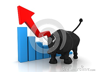 Market graph with bull Stock Photo