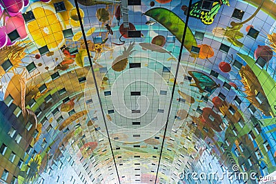 Market Hall ceiling Rotterdam the Netherlands Editorial Stock Photo
