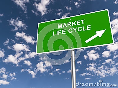 Market life cycle traffic sign Stock Photo
