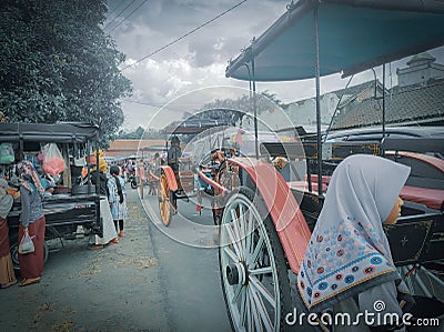 Market people traditional women vehicle road horse cars transportation outdoor Editorial Stock Photo
