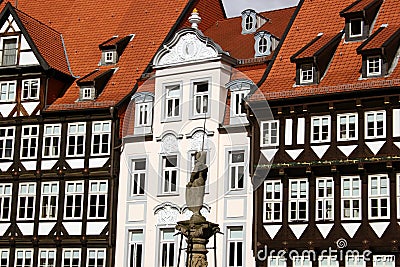 Market place in the beautiful german city Hildeshe Stock Photo