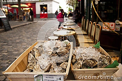 A market in Place du Tertre in Montmartre Editorial Stock Photo