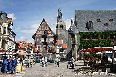 Market place Quedlinburg Stock Photo