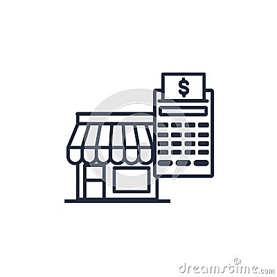 Market pos terminal commerce money line image Vector Illustration