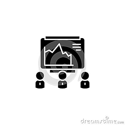 Market presentation black icon concept. Market presentation flat vector symbol, sign, illustration. Vector Illustration