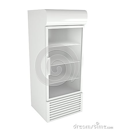 Market Refrigerators Isolated on White Cartoon Illustration