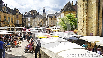 Market in Sarlat Caneda, France Editorial Stock Photo