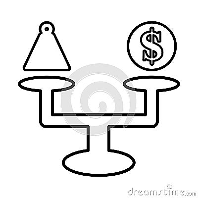 Market, scales, trade, trading, speculation outline icon. Line art design Vector Illustration