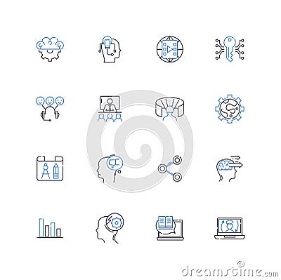 Market segmentation line icons collection. Demographics, Psychographics, Geographic, Behavioral, Targeting, Segments Vector Illustration