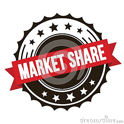 MARKET SHARE text on red brown ribbon stamp Stock Photo