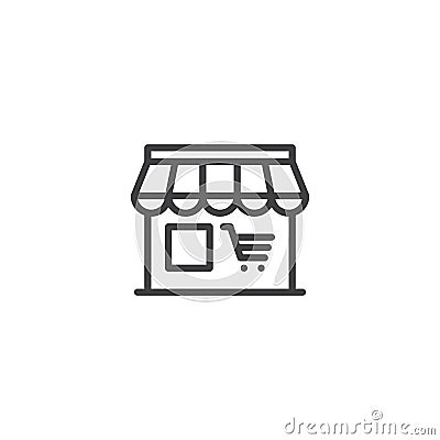 Market, shop line icon, outline vector sign, linear pictogram isolated on white. Vector Illustration