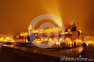 Market square in Cracow at night Stock Photo