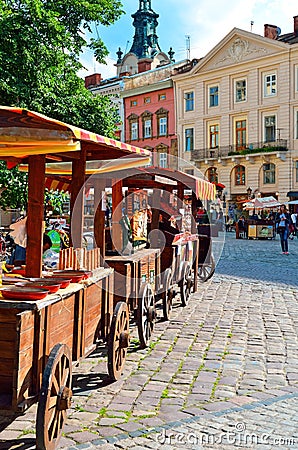 Market Square in Lviv (Lvov) Editorial Stock Photo