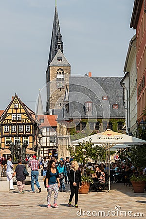 Market Square in Quedlinburg, Germany Editorial Stock Photo
