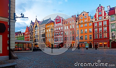 Market Square of Wroclaw at dusk Stock Photo