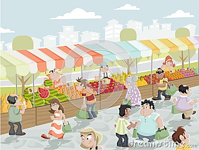 Market stall Vector Illustration