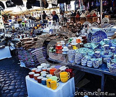 Market Stall in the Campo di Fiori in Rome Italy Editorial Stock Photo